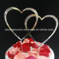 Collier de mariage en coeur strass Doube Topper pour décoration de gâteau